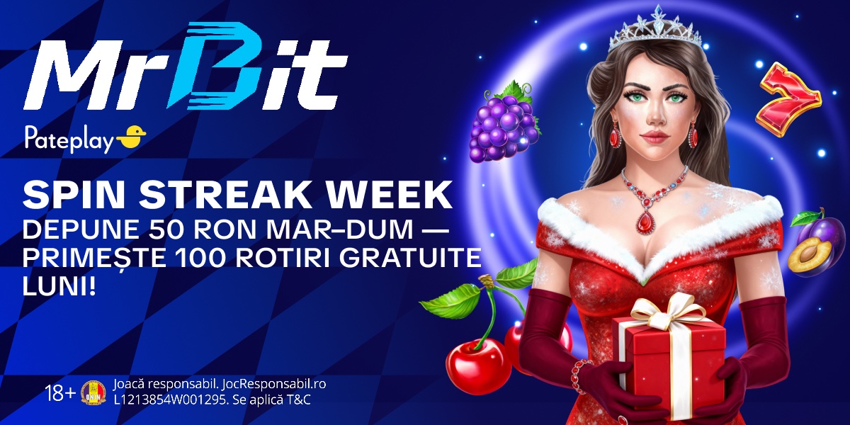 Spin Streak Week: 100 rotiri gratuite fără depunere